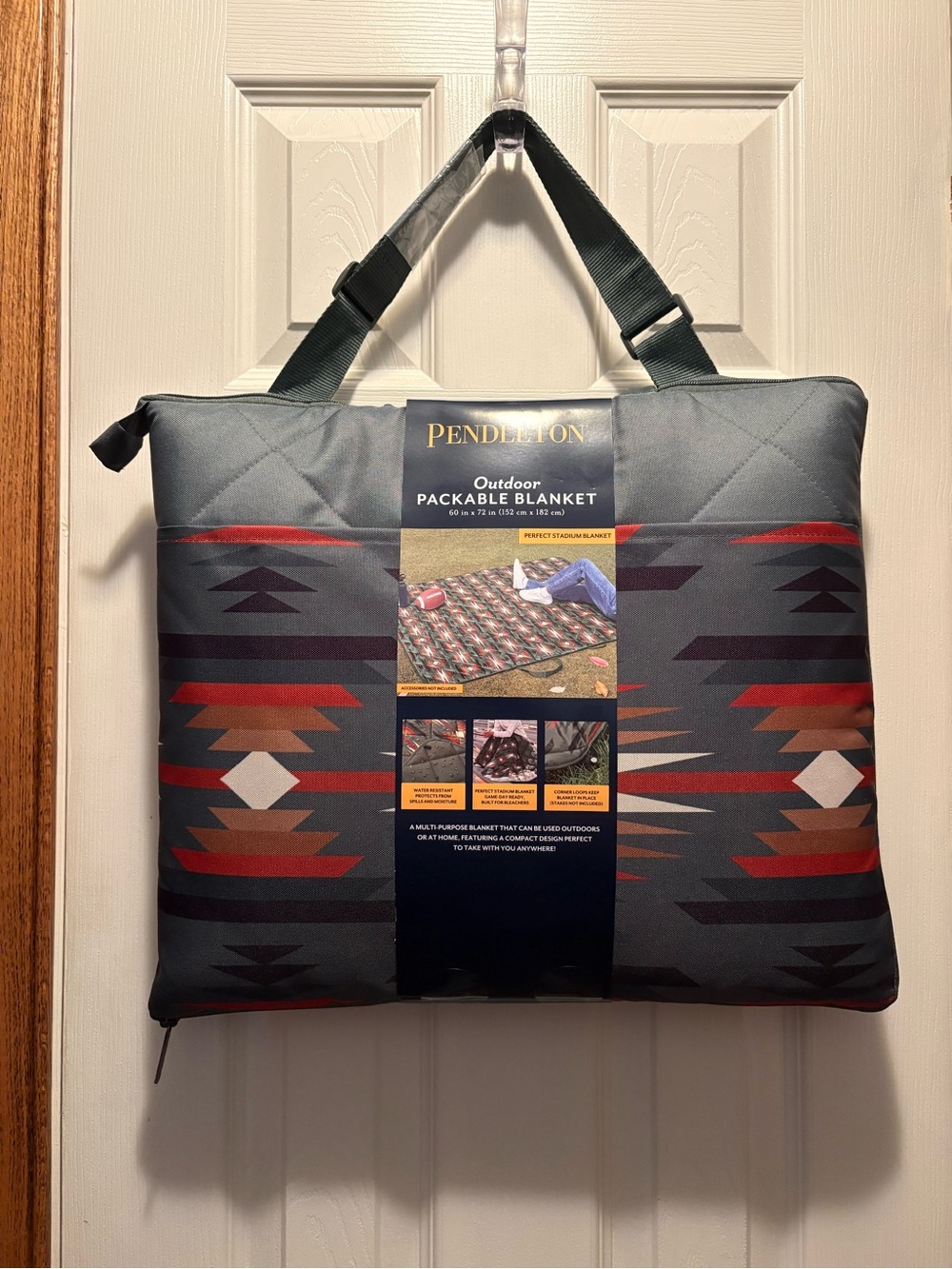 Pendleton Packable Outdoor Blanket in Green Geometric